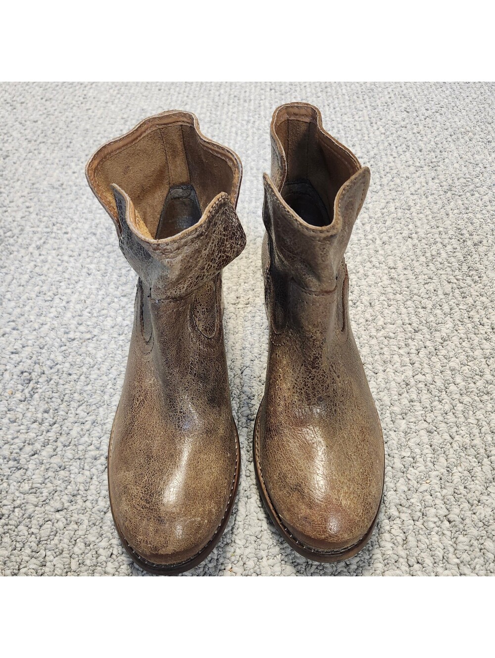 Diba Brown Leather Ankle Boots with Low Block Heel Size 8 - Picture 5 of 7